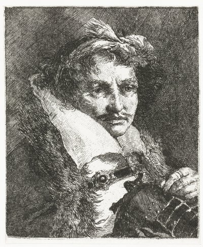 Muž s knírem a helmou Sbírka hlav (název série) Raccolta di Teste (název série) od Giovanni Domenico Tiepolo