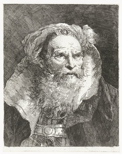 Muž s turbanem a vysokým stojáčkem Sbírka hlav (název série) Raccolta di Teste (název série) od Giovanni Domenico Tiepolo