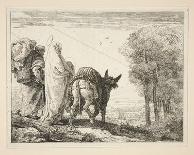 Maria držící své dítě v náručí, ze série Idee pittoresche sopra la fuga in Egitto (Útěk do Egypta) od Giovanni Domenico Tiepolo