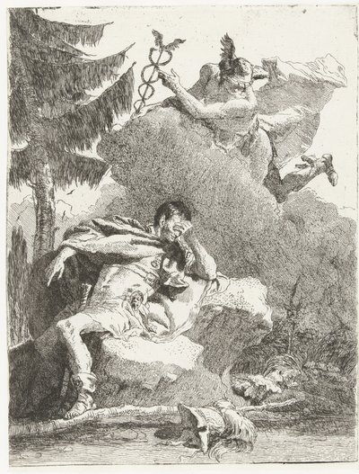 Merkur se zjevuje Aeneovi ve snu od Giovanni Domenico Tiepolo