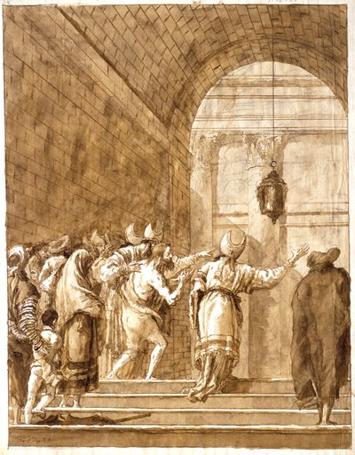 Nabukadnezar se vrací z pustiny do svého paláce od Giovanni Domenico Tiepolo