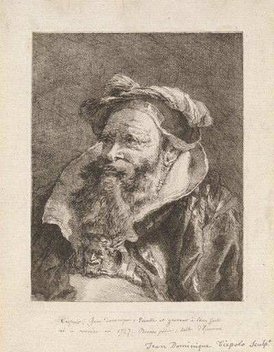 Starý muž s plnovousem, z Raccolta di Teste (Sbírka hlav) od Giovanni Domenico Tiepolo
