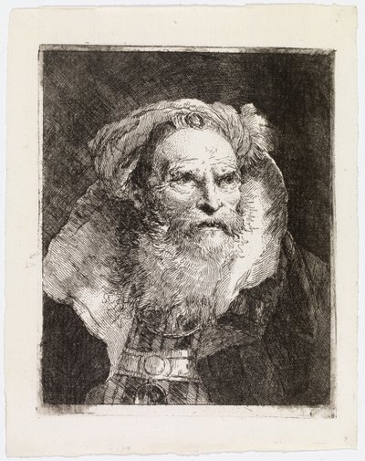 Starý muž s turbanem, otočený doprava od Giovanni Domenico Tiepolo