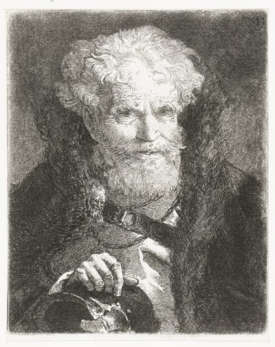 Starý muž v plášti s kožešinovým límcem a helmou Sbírka hlav (název série) Raccolta di Teste (název série) od Giovanni Domenico Tiepolo