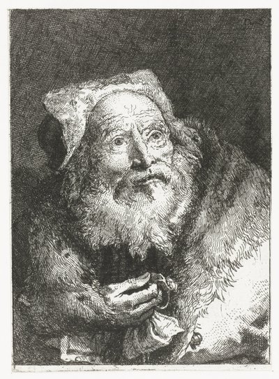 Starý muž s náramkem v ruce Sbírka hlav (název série) Raccolta di Teste (název série) od Giovanni Domenico Tiepolo