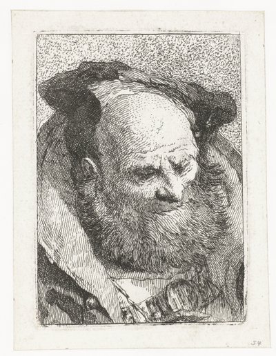 Starý muž s vousy Sbírka hlav (název série) Raccolta di Teste (název série) od Giovanni Domenico Tiepolo