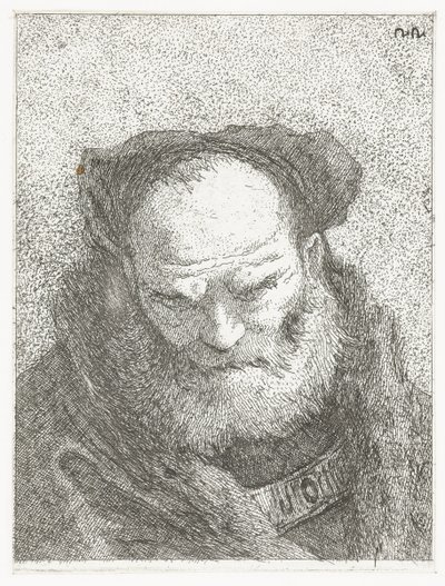 Starý muž s plnovousem a skloněnou hlavou Sbírka hlav (název série) Raccolta di Teste (název série) od Giovanni Domenico Tiepolo