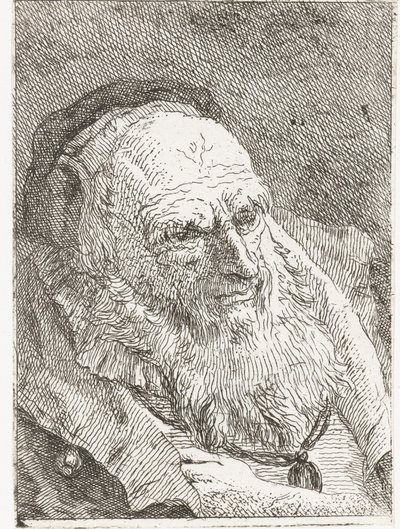 Starý muž s rukou zastrčenou pod pláštěm od Giovanni Domenico Tiepolo