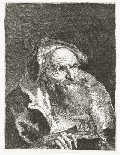 Starý muž s řetězem a knihou Sbírka hlav (název série) Raccolta di Teste (název série) od Giovanni Domenico Tiepolo