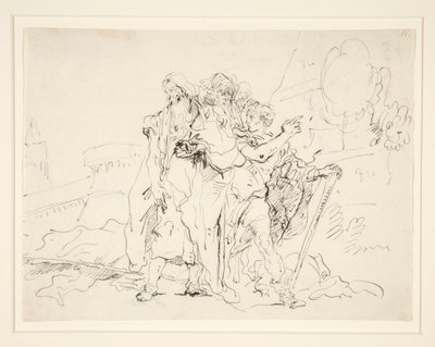 Priam a společníci mimo hradby Tróje od Giovanni Domenico Tiepolo