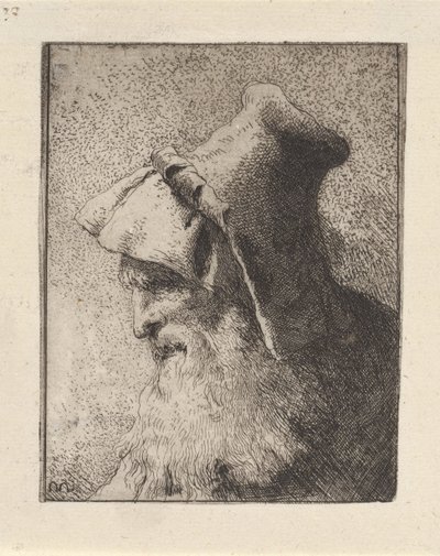 Profil staršího muže s vousy, z díla „Raccolta di Teste“ (Sbírka hlav) od Giovanni Domenico Tiepolo