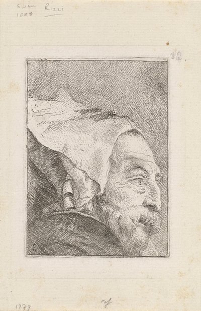 Profil starého muže z Raccolta di Teste (sbírka hlav) od Giovanni Domenico Tiepolo