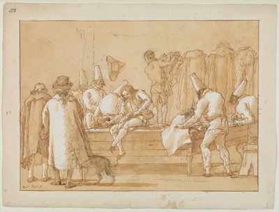 Punchinello als Schneidergehilfe od Giovanni Domenico Tiepolo