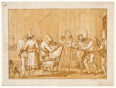 Punchinellovi pomáhají ke židli od Giovanni Domenico Tiepolo