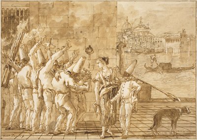 Punchinellovo rozloučení s Benátkami od Giovanni Domenico Tiepolo
