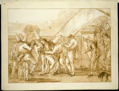 Punchinellova milenka omdlívá od Giovanni Domenico Tiepolo