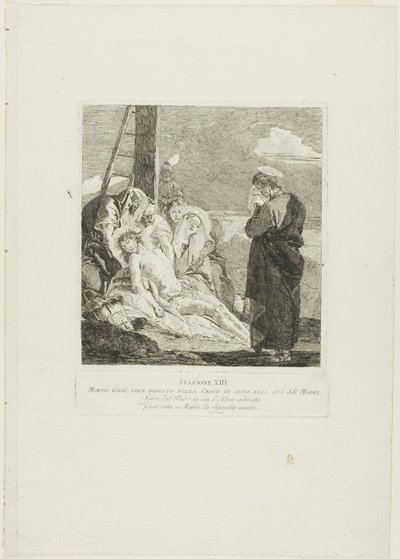 Sesazení, třináctá deska z křížové cesty od Giovanni Domenico Tiepolo