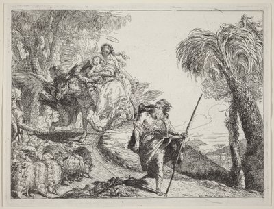 Útěk s Josefem v popředí od Giovanni Domenico Tiepolo