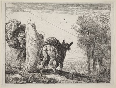Útěk se Svatou rodinou vlevo od Giovanni Domenico Tiepolo