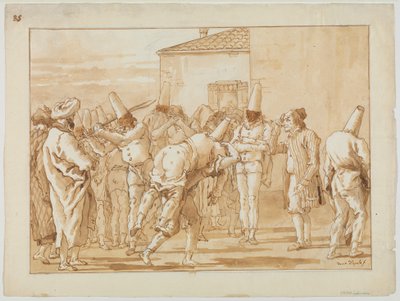 Bičování Punchinella od Giovanni Domenico Tiepolo