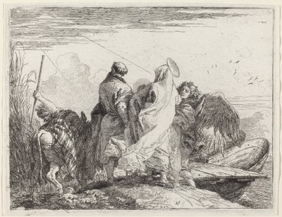 Svatá rodina se připravuje na nalodění od Giovanni Domenico Tiepolo