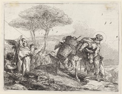 Madonna s dítětem vlevo, se souborem andělů od Giovanni Domenico Tiepolo