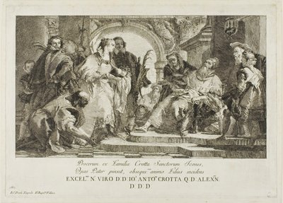 Svatí patroni rodiny Crotta od Giovanni Domenico Tiepolo