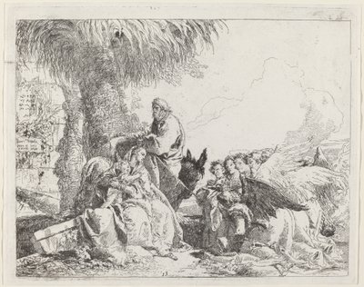 Zbytek na letu, s Adoring Angels od Giovanni Domenico Tiepolo