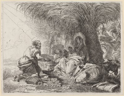 Zbytek na letu s Josephem v adoraci od Giovanni Domenico Tiepolo
