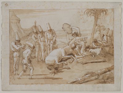 Žena s tamburínou od Giovanni Domenico Tiepolo