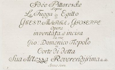 Titulní strana knihy Útěk do Egypta od Giovanni Domenico Tiepolo