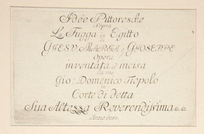 Titulní strana ze série Malebné nápady nad útěkem do Egypta od Giovanni Domenico Tiepolo