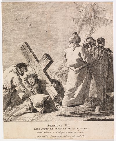 Via crucis - stanice VII. Ježíš padá podruhé od Giovanni Domenico Tiepolo