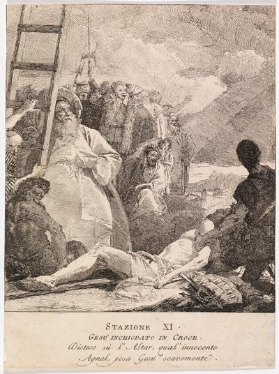 Via crucis - stanice XI. Ježíš je přibit na kříž od Giovanni Domenico Tiepolo
