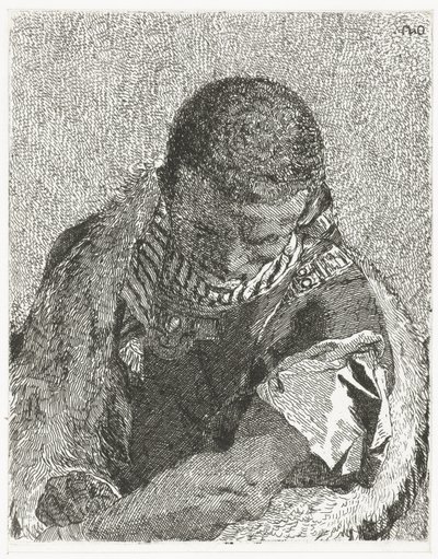 Černý chlapec se skloněnou hlavou Sbírka hlav (název série) Raccolta di Teste (název série) od Giovanni Domenico Tiepolo