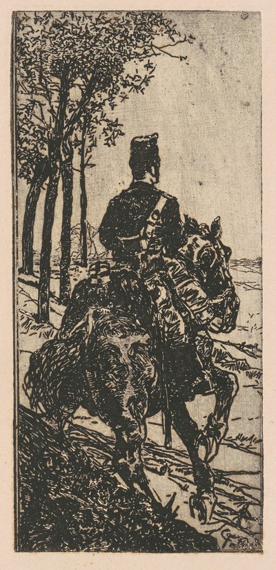 Dělostřelecký voják na koni od Giovanni Fattori