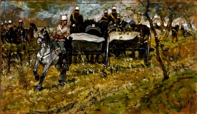 Dělostřelecký manévr. Obraz Giovanni Fattori (1825-1908) od Giovanni Fattori