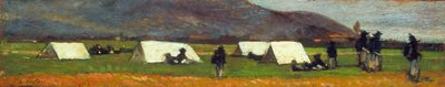 Tábor Bersaglieri, asi 1860 (olej na desce) od Giovanni Fattori
