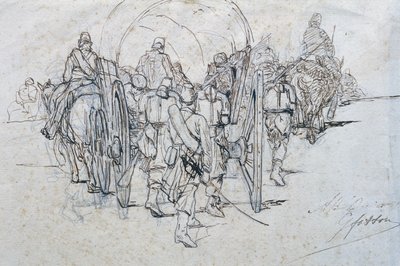 Konvoj se zásobami na pochodu od Giovanni Fattori