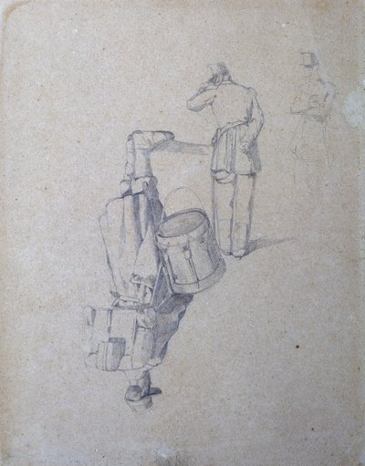 Bubeník a dva vojáci od Giovanni Fattori