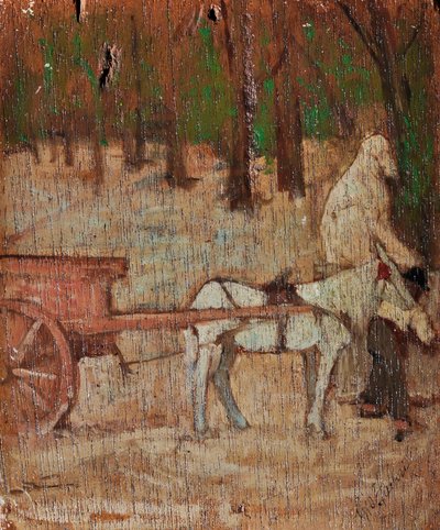Imprese před Porta Romana, asi 1868-70 (olej na desce) od Giovanni Fattori