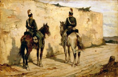 Itálie, Biella, obraz lehkých kavaleristů od Giovanni Fattori