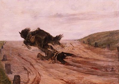 Muž zachycený třmenem od Giovanni Fattori
