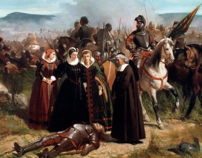 Mary Queen of Scots, v bitvě u Langside, bojovala 13. května 1568. detail - Malba od Giovanni Fattori