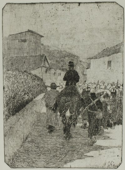 Vojenská promenáda od Giovanni Fattori