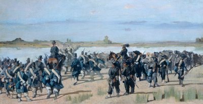Průjezd řekou Mincio, Giovanni Fattori (1825-1908) od Giovanni Fattori