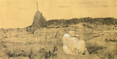 Pio Bove (Zbožný nebo pokojný vůl), Giovanni Fattori (1825-1908), lept od Giovanni Fattori