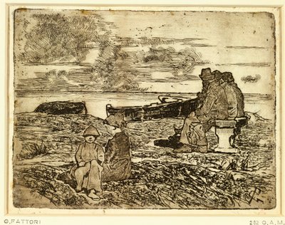 Odpočívající námořníci od Giovanniho Fattoriho (1825-1908), lept od Giovanni Fattori