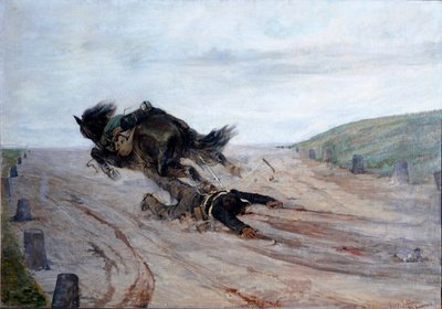 Noha v koni Kůň padá. Obraz Giovanni Fattori (1825-1908) 1878-1879 Rozměr.90x130 cm Florencie, Galerie moderního umění od Giovanni Fattori