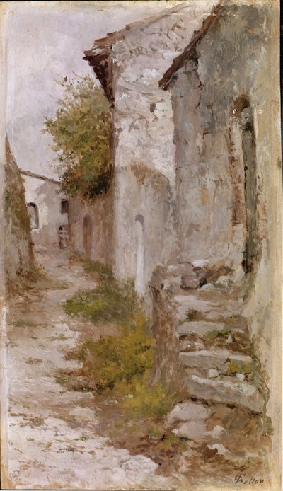 Vesnická cesta (olej na plátně od Giovanni Fattori